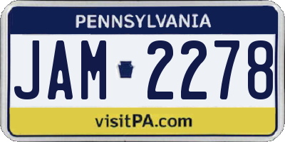 PA license plate JAM2278