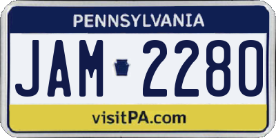 PA license plate JAM2280