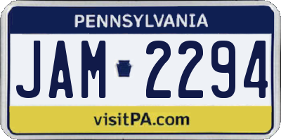 PA license plate JAM2294