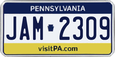 PA license plate JAM2309