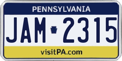 PA license plate JAM2315