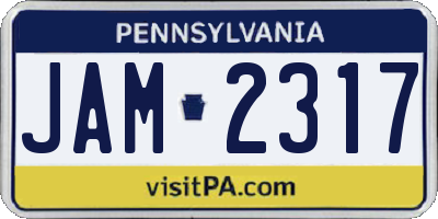 PA license plate JAM2317