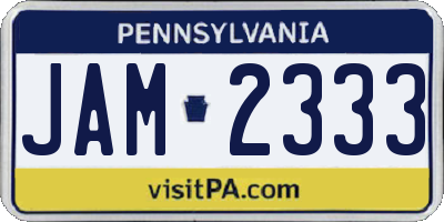 PA license plate JAM2333