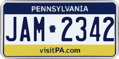 PA license plate JAM2342