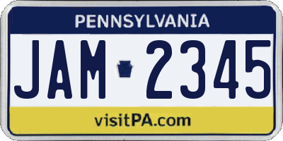 PA license plate JAM2345