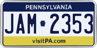 PA license plate JAM2353