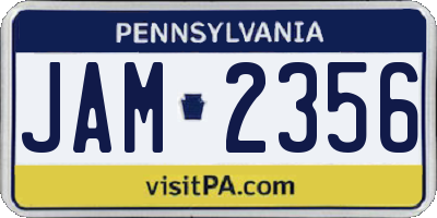 PA license plate JAM2356