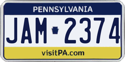 PA license plate JAM2374