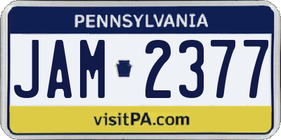 PA license plate JAM2377