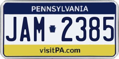 PA license plate JAM2385