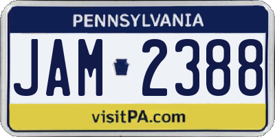 PA license plate JAM2388