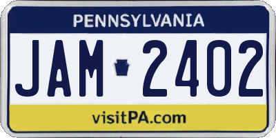 PA license plate JAM2402