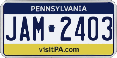 PA license plate JAM2403