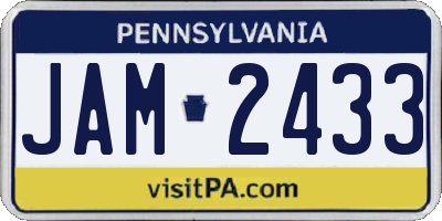 PA license plate JAM2433