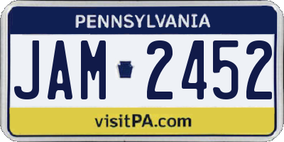PA license plate JAM2452