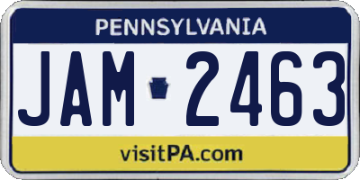 PA license plate JAM2463