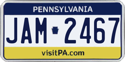 PA license plate JAM2467