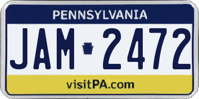 PA license plate JAM2472