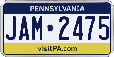 PA license plate JAM2475