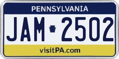 PA license plate JAM2502