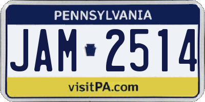 PA license plate JAM2514
