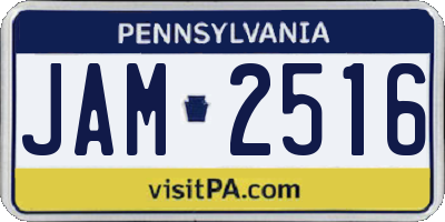 PA license plate JAM2516