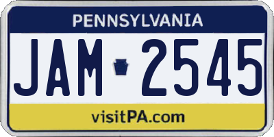 PA license plate JAM2545