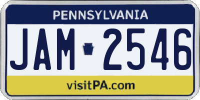 PA license plate JAM2546