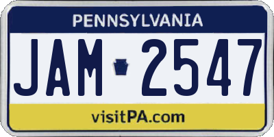 PA license plate JAM2547