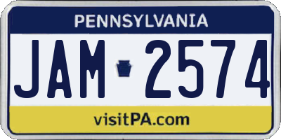 PA license plate JAM2574