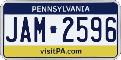 PA license plate JAM2596