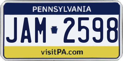 PA license plate JAM2598