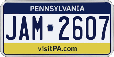PA license plate JAM2607