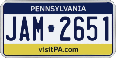 PA license plate JAM2651