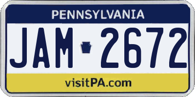 PA license plate JAM2672