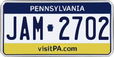PA license plate JAM2702