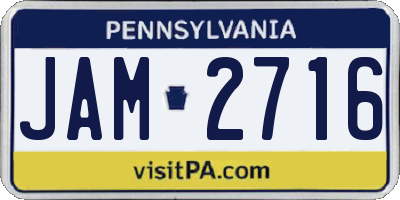 PA license plate JAM2716