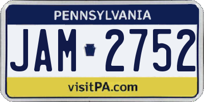 PA license plate JAM2752