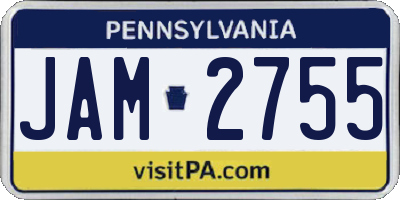 PA license plate JAM2755