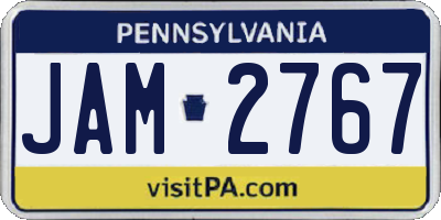 PA license plate JAM2767