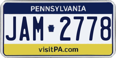 PA license plate JAM2778