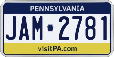 PA license plate JAM2781