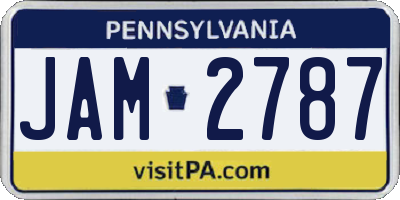 PA license plate JAM2787