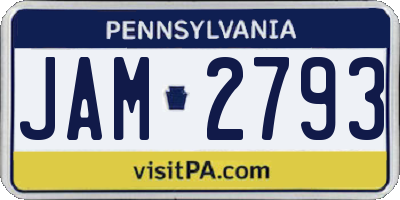 PA license plate JAM2793