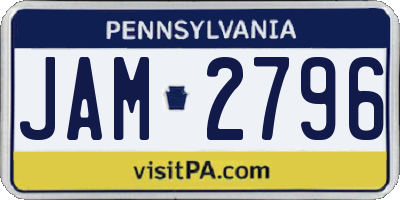 PA license plate JAM2796