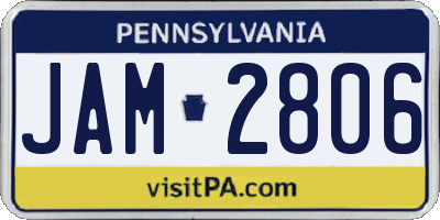 PA license plate JAM2806