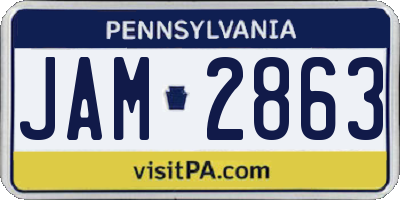 PA license plate JAM2863