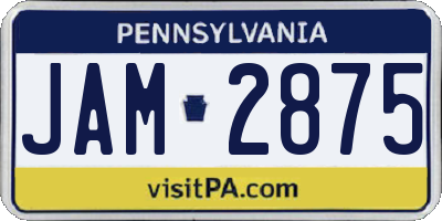 PA license plate JAM2875