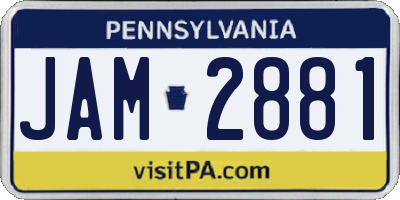 PA license plate JAM2881