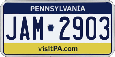 PA license plate JAM2903